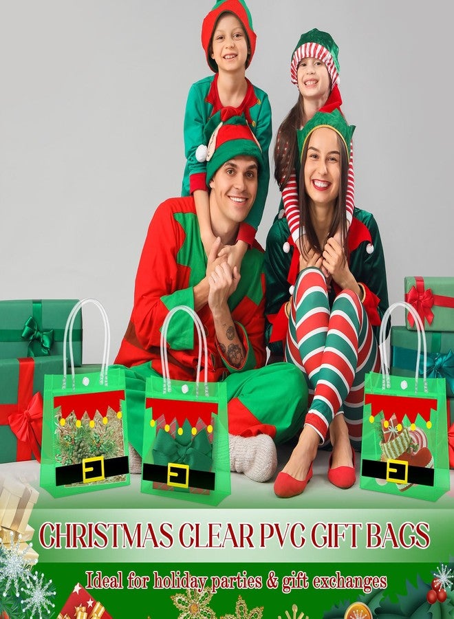 مارسبارك مجموعة مارسبارك من 24 كيس هدايا شفاف من مادة PVC لعيد الميلاد، مزودة بمقبض، وحزام سانتا كلوز، وحقيبة هدايا بلاستيكية قابلة لإعادة الاستخدام، مثالية لتوزيع الهدايا في حفلات عيد الميلاد الشتوية، مقاس 6.3 × 5.91 × 3.15 بوصة. - Image 5